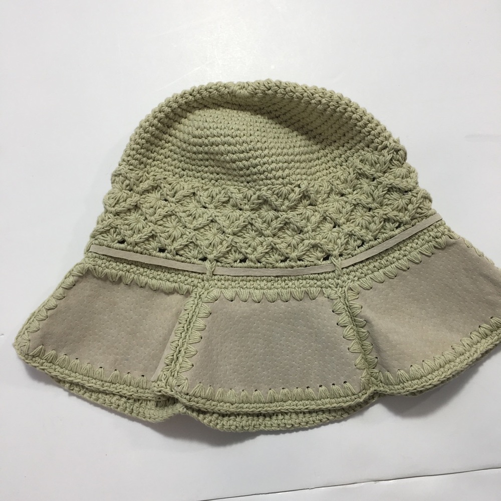 Vintage Suede and Crochet Bucket Hat